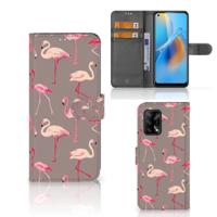 OPPO A74 4G | Telefoonhoesje | Met pasjeshouder | Flamingo