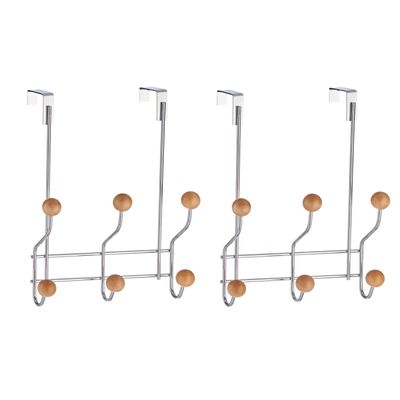 3x Stuks deur kapstok met 6 ophanghaken/knoppen 19 cm