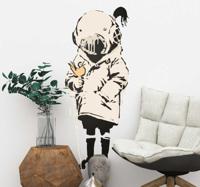 Meisje met vogel banksy wall art sticker