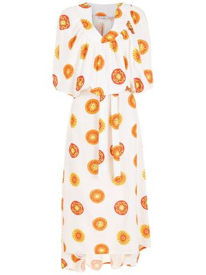 Amir Slama caftan à taille nouée - Blanc