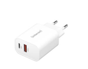 Intenso W30AC USB-oplader 30 W Binnen Uitgangsstroom (max.) 3 A Aantal uitgangen: 2 x USB-A, USB-C USB Power Delivery (USB-PD)