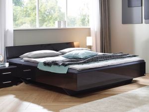 Bed IXANA 160x200 cm hoogglans grijs met hoofdeinde