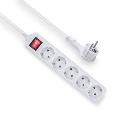 ACT AC2455 Stekkerdoos 5 Sockets - Kinderbeveiliging - Aan/uit Schakelaar - Wit - 1,5 meter