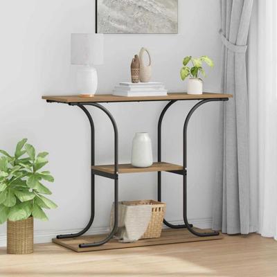 Wandtafel met plank met opslag artisanaal eikenkleurig 101 x 35 x 80.5 cm