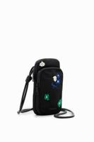 Telefoontasje-portemonnee met bloemen - BLACK - U