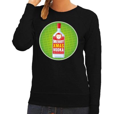Foute kersttrui Merry Christmas - vodka drank - zwart - voor dames