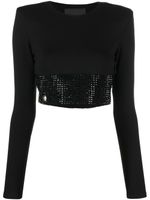 Philipp Plein haut crop à ornements en cristal - Noir - thumbnail