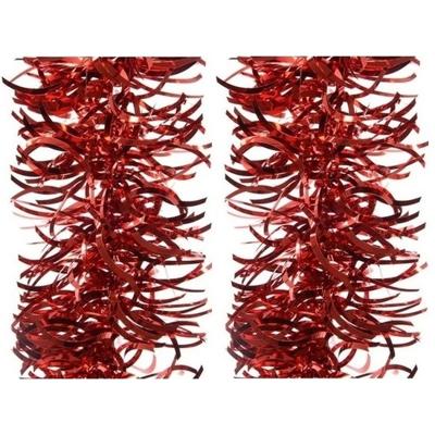 Kerstslingers - 2x - rood - folie - 10 x 270 cm - kerstversiering/decoratie