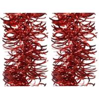 Kerstslingers - 2x - rood - folie - 10 x 270 cm - kerstversiering/decoratie Kerstslingers - 2x - rood - folie - 10 x 270 cm - kerstversiering/decoratie