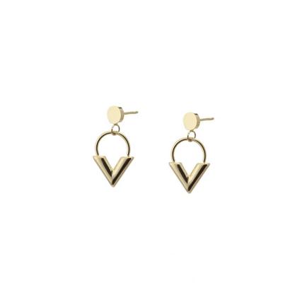 Go Dutch Label Oorbellen Cirkel met V Goud