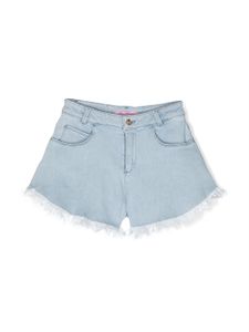 Miss Blumarine short en jean à effet délavé - Bleu