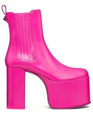 Valentino Garavani bottes One Stud à plateforme - Rose