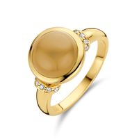 Ring Ronde Steen geelgoud-citrien-diamant 0,08ct h si geel-wit
