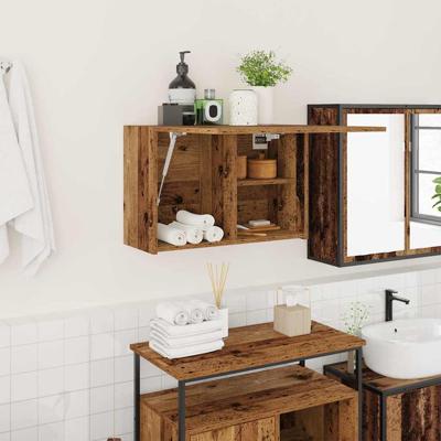 Badkamerwandkast 60x25x40 cm bewerkt hout oud houtkleurig