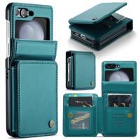 CaseMe Samsung Galaxy Z Flip 7 FE / Z Flip6 PU Leren Backcover hoesje met kaarthouder - Turquoise