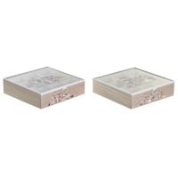 Box for Infusions DKD Home Decor Kristal Metaal Multicolour Hout MDF (24,5 x 24,5 x 6 cm) (2 Stuks)