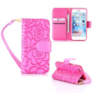 iPhone 6 Portemonnee hoesje voelbaar rozen patroon - roze