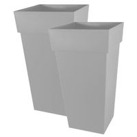 2x stuks bloempotten Toscane vierkant kunststof grijs L43 x B43 x H80 cm