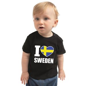 I love Sweden t-shirt Zweden zwart voor babys