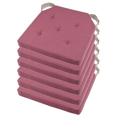 Stof Textile stoelkussen DUO - 6x - roze - 38 x 38 x 4 cm - klittenband sluiting