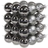 36x Titanium grijze glazen kerstballen 4 cm mat/glans - thumbnail