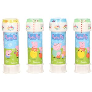 4x Peppa Pig bellenblaas flesjes met bal spelletje in dop 60 ml voor kinderen