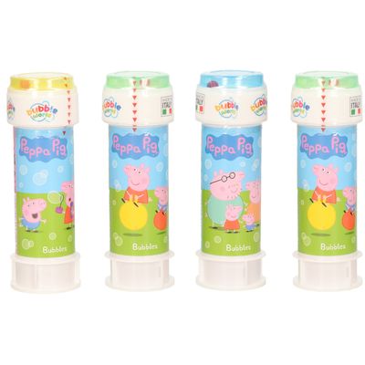4x Peppa Pig bellenblaas flesjes met bal spelletje in dop 60 ml voor kinderen