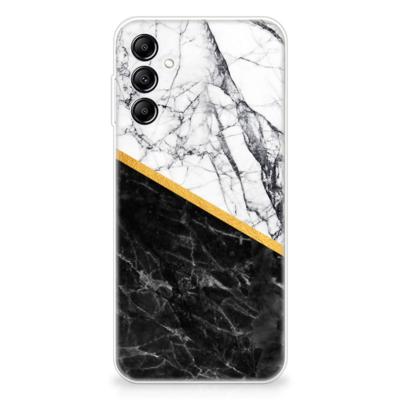 Samsung Galaxy A14 5G | TPU | Siliconen hoesje | Marmer Wit Zwart - Origineel Cadeau Man