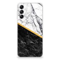 Samsung Galaxy A14 5G | TPU | Siliconen hoesje | Marmer Wit Zwart - Origineel Cadeau Man