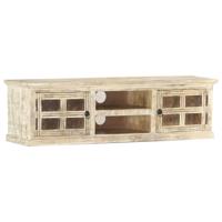 Tv-meubel 130x30x36 cm massief mangohout wit