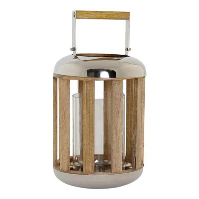 Lantaarn DKD Home Decor Zilverkleurig Metaal Hout 22 x 22 x 32 cm