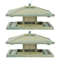 2x stuks japans vogelhuisje/voedersilo hout 38 cm - thumbnail