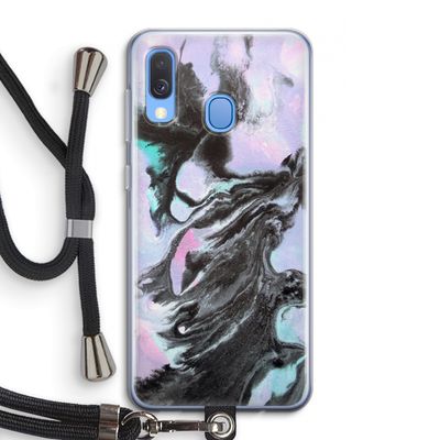 Pastel zwart: Samsung Galaxy A40 Transparant Hoesje met koord