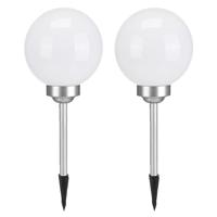 2x solar tuinlamp/prikspot bol met roterende functie op zonne-energie 20 cm