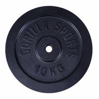 Gorilla Sports Gewichtsschijf - Halterschijf - 10 kg - Gietijzer Zwart - 31 mm - thumbnail