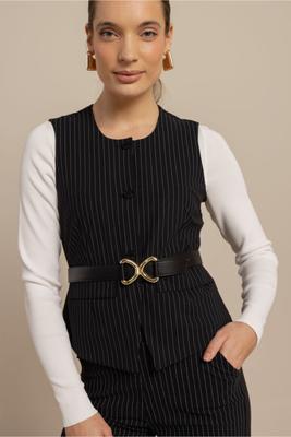 Rebekka pinstripe gilet - black/off white - 13624