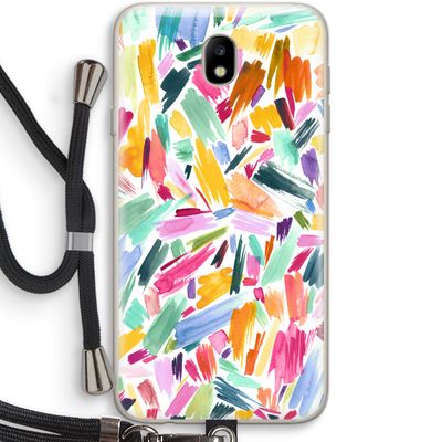 Watercolor Brushstrokes: Samsung Galaxy J7 (2017) Transparant Hoesje met koord