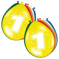 Folat Verjaardag Leeftijd Ballonnen 1 Jaar - 16x Stuks - Multi - 30 cm - Feestartikelen/versieringen