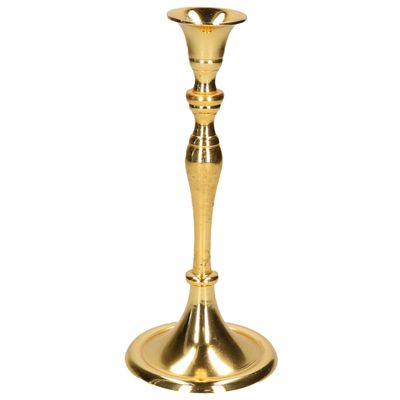 Luxe kaarsenhouder/kandelaar klassiek goud metaal 10 x 10 x 24 cm