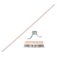 Sorex Staaldraad bezem - kop 30 cm - steel 130 cm - met stokhouder - onkruid bezem - buiten