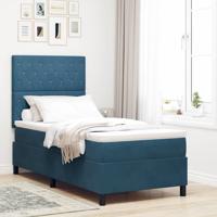 Boxspringbed met matras en LED fluweel donkerblauw 100x200 cm