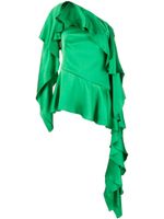 Alexander McQueen blouse volantée en soie à design asymétrique - Vert - thumbnail