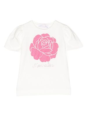 Monnalisa t-shirt en coton à fleurs - Blanc