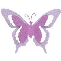 Tuin/schutting decoratie vlinder - metaal - roze - 17 x 13 cm - thumbnail