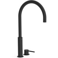 Wastafelkraan Tres Study | Opbouw | Draaibare uitloop | Mengkraan | Hoog model | 1-hendel | Rond | Zwart mat