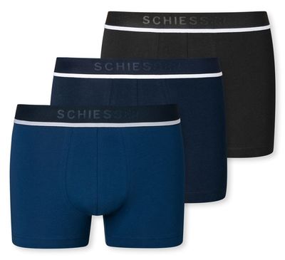 Schiesser Boxershorts 95/5 blauw-zwart 3-pack