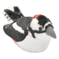 Wild Republic pluche vogel knuffeldier - grote bonte specht - 13 cm - met echt geluid - thumbnail