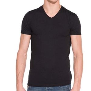 Bodyfit V-Hals T-Shirt Zwart Heren