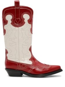 GANNI bottes d'inspiration western en cuir - Blanc