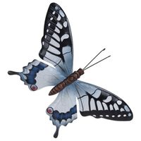 Tuin/schutting decoratie grijsblauw/zwarte vlinder 44 cm - thumbnail